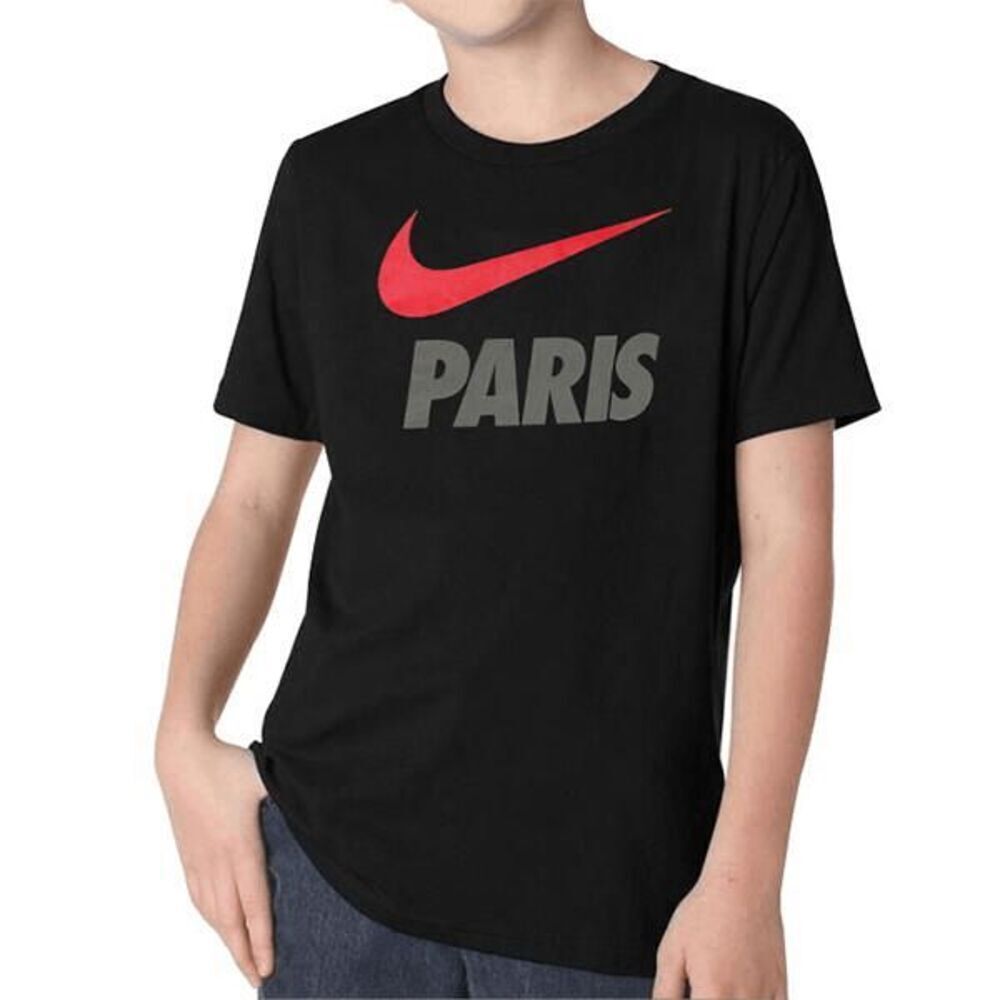 Nike Black Red Swoosh Gray Paris Short Sleeve Tee Youth XL